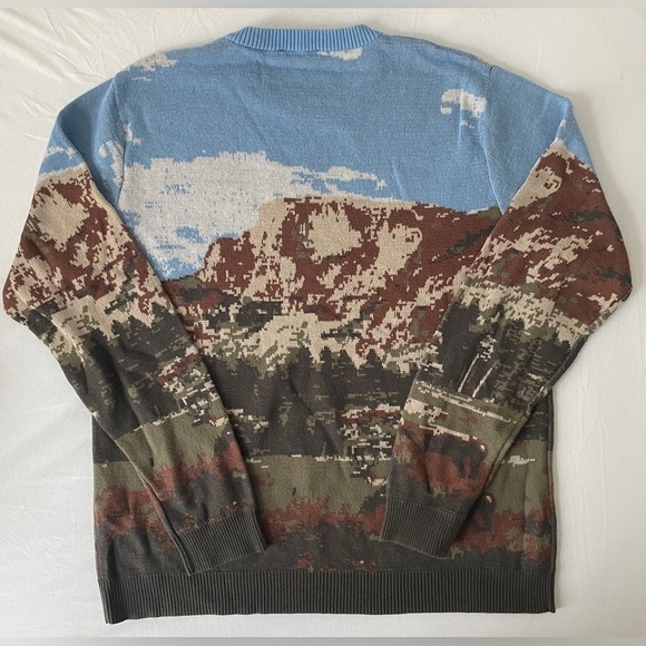 LE 31 PAR SIMONS Women's Graphic Blue/Brown/Green Long Sleeve Sweater in Large - Picture 6 of 7